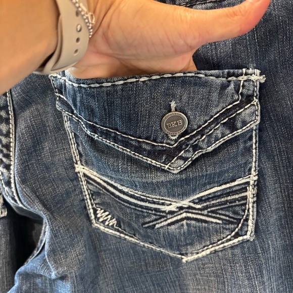 BKE 38R Relaxed Fit Dark Blue Jeans flap back pockets 31 inseam - Picture 6 of 10
